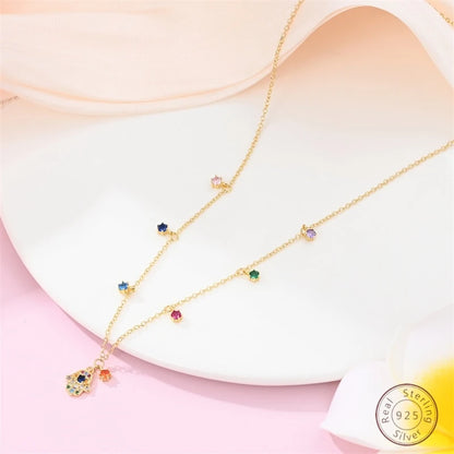 Necklace 925 Sterling Silver Evil Eye Gold Classic Simple Adjustable Necklace Women Girls Fashion Jewelry Gift