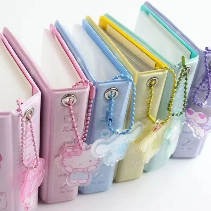 3Inch Sanrio Hello Kitty Photo Album Card Kawaii Kuromi Cinnamoroll Melody Card Storage Holder Cards Collect Mini Toys Gifts