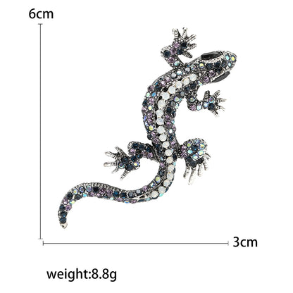 Rhinestone Chameleon Brooch for Women Unisex Enamel Lizard Pin Banquet Party Backpack Gifts Jewelry Accessories