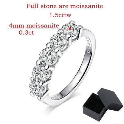 White Gold D Color 3mm Moissanite Ring for Women 1.5CT Stone Match Diamond Wedding Band Bride S925 Sterling Silver GRA