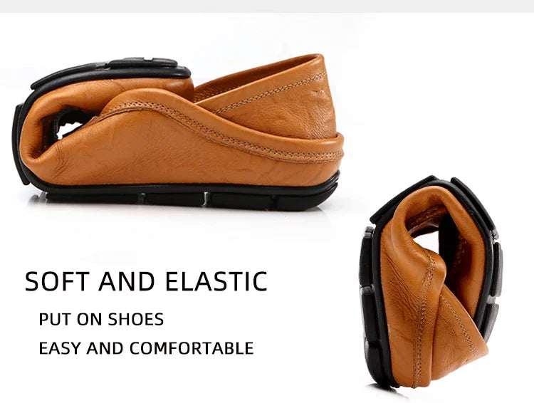 Men Loafers 2024 New Leather Shoes Men‘s Casual Shoes Moccasins Breathable Sneakers Men Driving Shoes Comfort Flats Plus Size 46