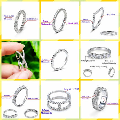 0.1ct 3mm or 2mm round D vvs moissanite full Eternity Band ring 925 Sterling Silver Jewelry women Engagement gift party dating