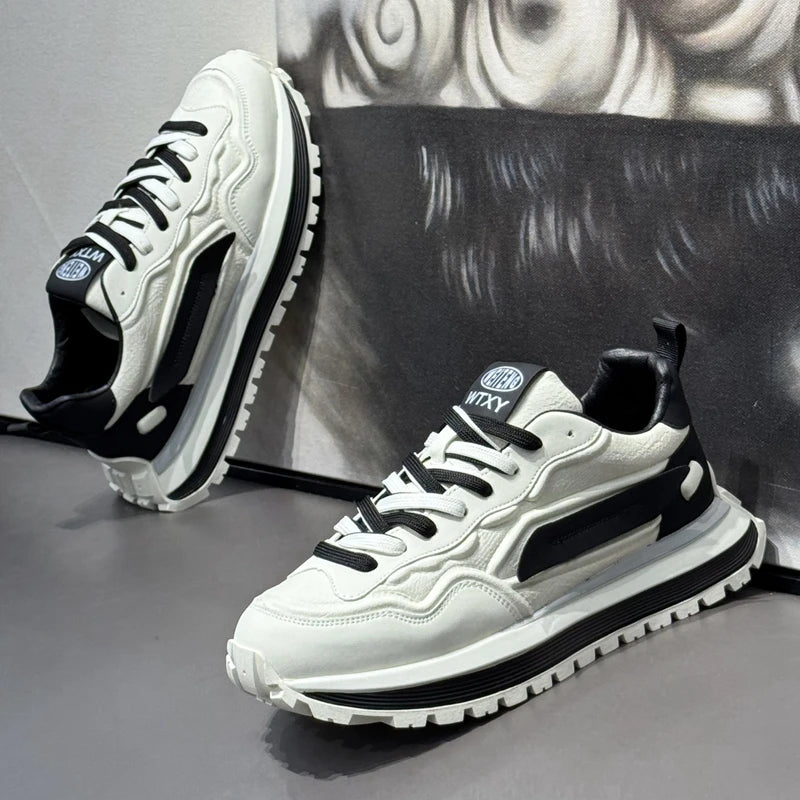 メンズスニーカーシューズ、男性用プラットフォームスポーツシューズ、スポーツとレジャー、カジュアルスニーカー、滑り止め、ファッション、耐摩耗性、ローファー