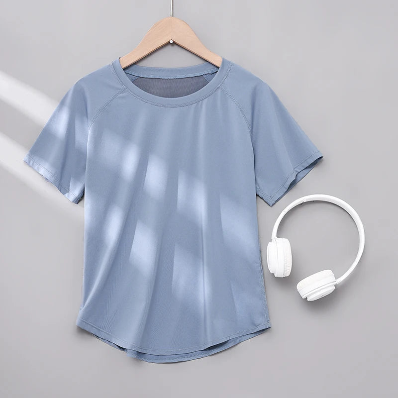 DRUR ヨガトップス スポーツウェア レディース ジムシャツ 通気性 速乾 半袖 ワークアウト Tシャツ ジョガー ランニング Tシャツ ヨガウェア 新作