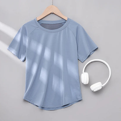 DRUR ヨガトップス スポーツウェア レディース ジムシャツ 通気性 速乾 半袖 ワークアウト Tシャツ ジョガー ランニング Tシャツ ヨガウェア 新作