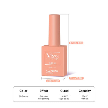 Mxsi 15ml ジェルネイルポリッシュ ネオンブラウン ロイヤルブルー レッドグリーン パスタルヌード ネイルアートワニス ジェルラッカー トップコート UVジェルネイル 未セット