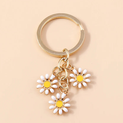 Cute Enamel Keychain Colorful Sakura Flower Key Ring Sweet Key Chains for Women Girls Handbag Accessories DIY Jewelry Gifts