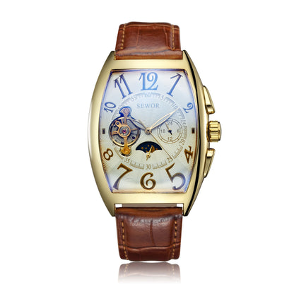 Fashion Men's Watch Wine Barrel Shaped Luminous Tourbillon Fully Automatic Mechanical Movement Mechanical Watch reloj automático