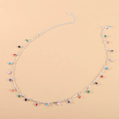 Fashion Simple Candy Color Tassel Necklace for Women Aesthetic All-match Pendant Jewelry Choker Neck Accessories Gift Chain