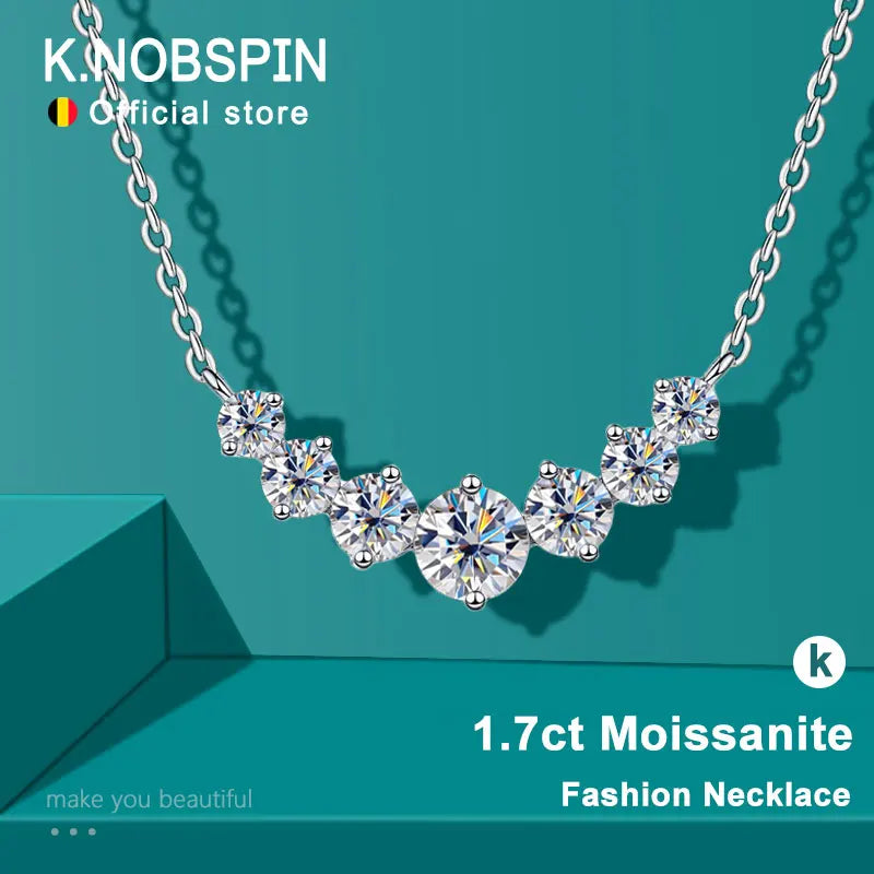 K.NOBSPIN モアサナイト ネックレス レディース ウェディング ファインジュエリー 証明書付き 925スターリングシルバー 18kホワイトゴールドメッキ ネックレス