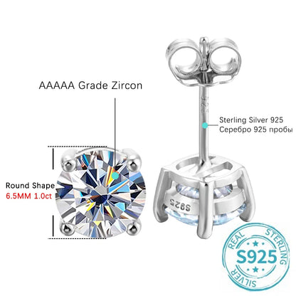 ALIZERO 2.0ct 8mm D Color Moissanite Earrings For Women Lab Grown Diamond Ear Studs 100% 925 Sterling Silver Fine Jewelry