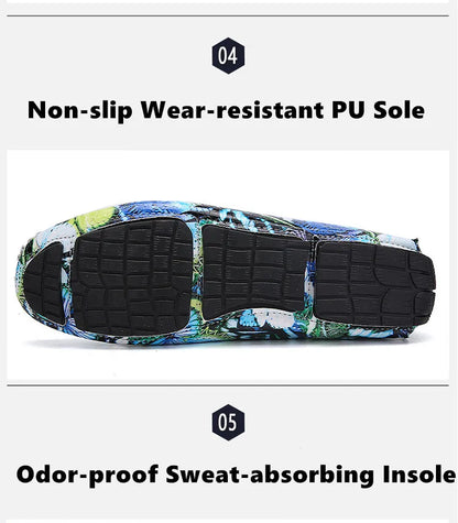 Luxury Loafers Men Fashion Printed Leather Shoes Designer Moccasin for Man Party Shoes Comfortable Flats Driving Shoes Male