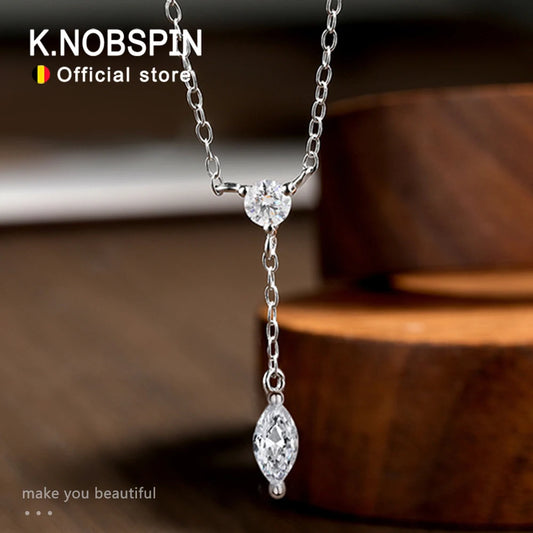 KNOBSPIN モアッサナイト ネックレス レディース GRA認定 3x6mm マーキスカット 宝石 ペンダント s925 スターリングシルバー 繊細なネックレス