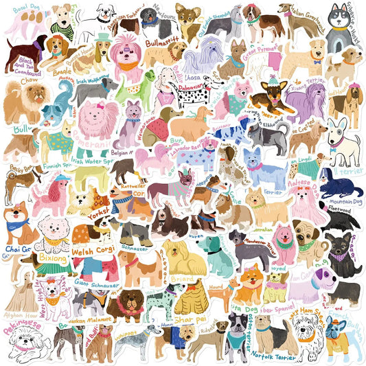100PCS Cartoon Cute Dog Series Creative Stickers Decorative Luggage Skateboarding Animal Graffiti Toy Stickers