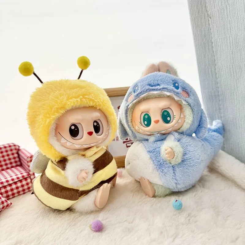 Labubu ドール服 ペンギン サメ ハチ 恐竜 ワンジー - 17cm プーリップ ブライス OB11 BJD用 かわいい動物ジャンプスーツ
