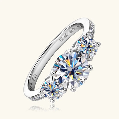 RAPRGOLD All Round Moissanite Promise Ring for Women Solid s925 Sterling Silver Wedding Rings Engagement Band Fine Jewelry Gifts