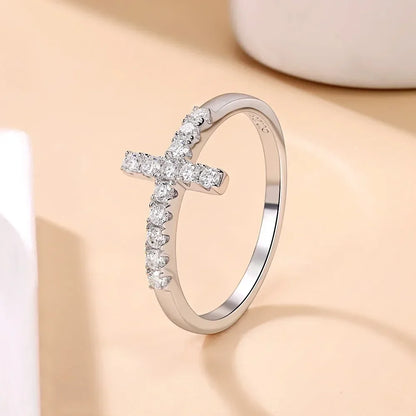 M-JAJA Moissanite Ring Original 925 Sterling Silver 3mm D Color VVS1 Cross Wedding Bands for Women Couple Promise Rings Jewelry