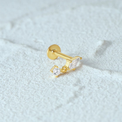 Aide 925 Sterling Silver 1pc Geometry Multi Piercing Stud Earrings For Women K Gold Simple Elegant Tassel Jewelry Gift Pendiente