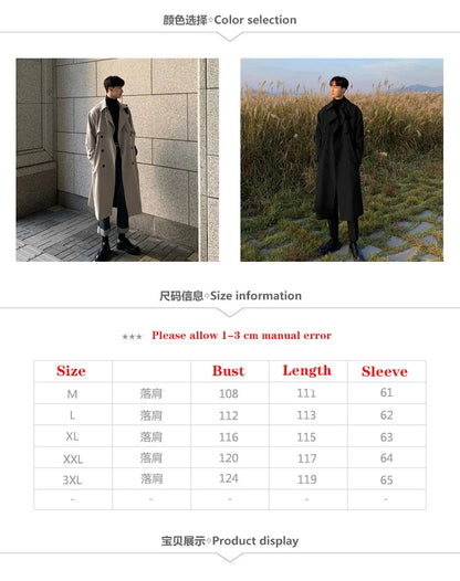 トレンチコート メンズ 新作 ロングトレンチ 韓国 メンズファッション オーバーコート 男性 ウィンドブレーカー ストリートウェア メンズコート アウターウェア 衣類
