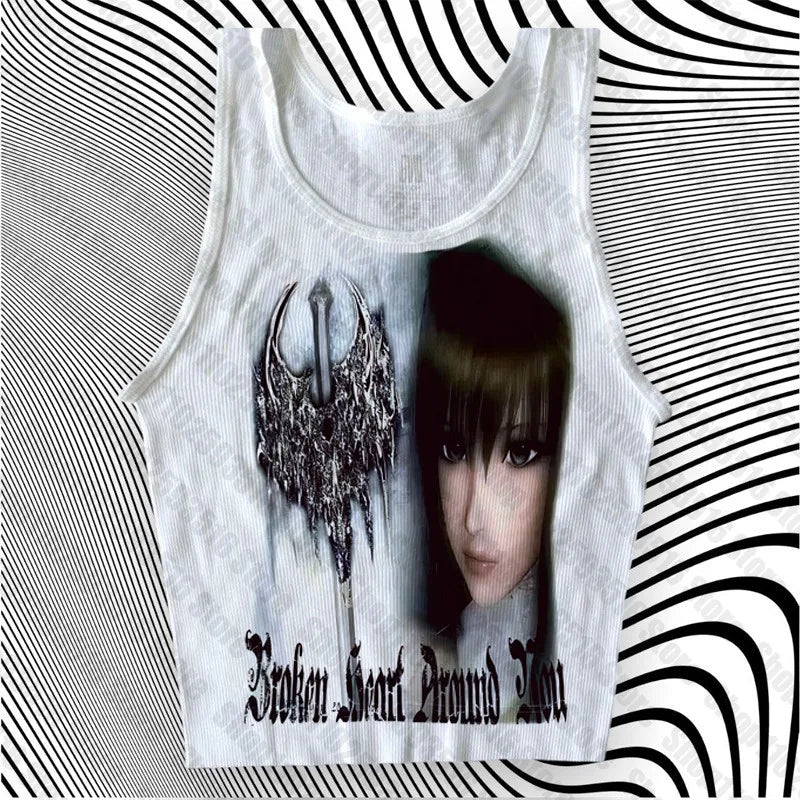 Woman T-shirts Baby Tees Y2k Clothes Women Crop Top Women 90s Clothes Vintage Female Clothing Trashy Y2k 2000s Tops Gothic Kpop