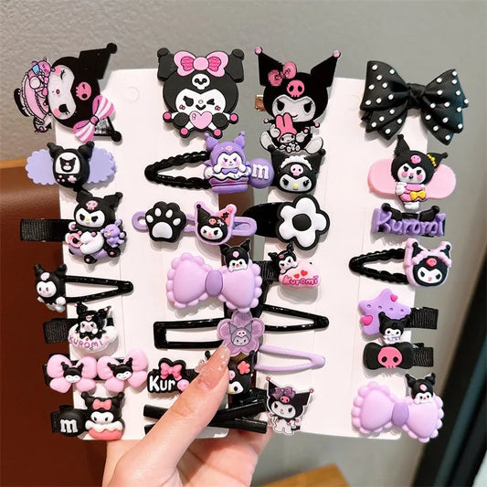 14pcs Sanrio Kawaii Kuromi Hair Clips Cute Cartoon Sweet Hairpin Hair Accessories Korean Style Accessories Girls Birthday Gifts
