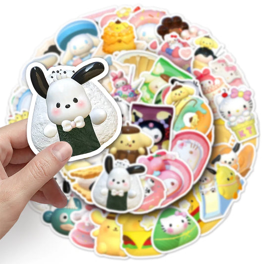 10/30/50pcs Cartoon Sanrio Food Stickers Cute Kuromi My Melody Sticker Water Bottle Fridge Phone Laptop Graffiti Decals Kids Toy