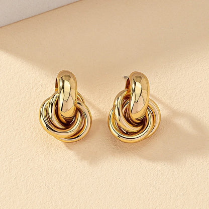 Obega Gold SIlver Color Knot Hoop Earring For Women Shiny Plating Trendy Earring Stud Cute Daily Wear Jewelry