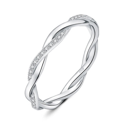 JewelryPalace Moissanite D Color Love Rope Infinity 925 Sterling Silver Stackable Band Ring for Woman Yellow Rose Gold Plated