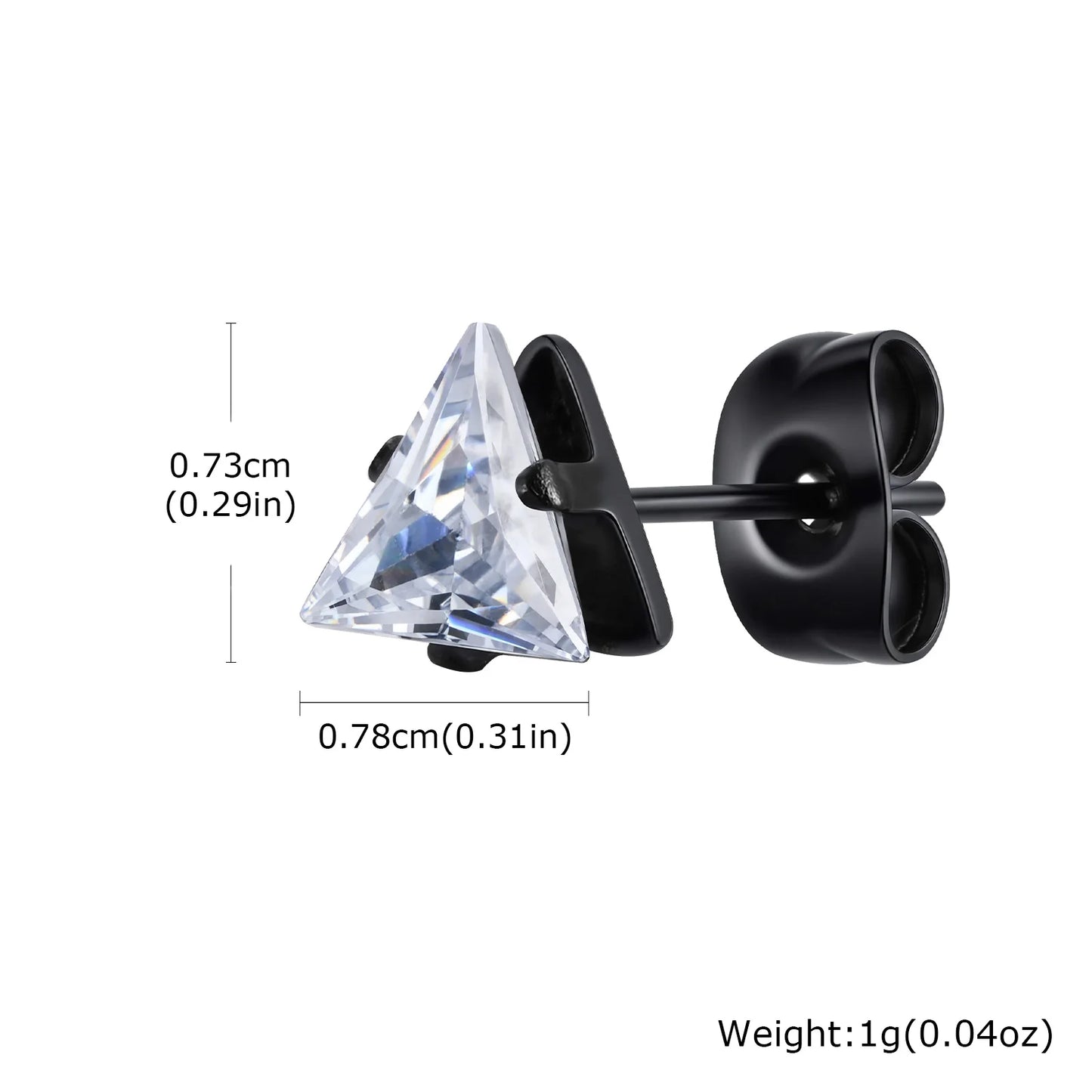 Men Stud Earring,Triangle Pierced Crystal Zircon Stud Earrings,Stainless Steel Tiny Minimalist Studs for Mens Women Jewelry