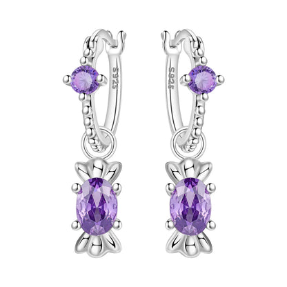 Orstarry 925 Sterling Silver Purple Zircon Candy Earrings Original Jewelry Drop Earrings Jewelry Party Anniversary Gifts