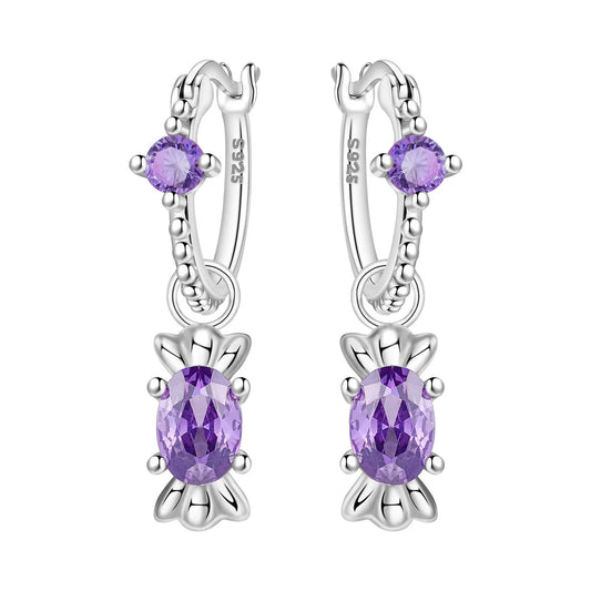 Orstarry 925 Sterling Silver Purple Zircon Candy Earrings Original Jewelry Drop Earrings Jewelry Party Anniversary Gifts