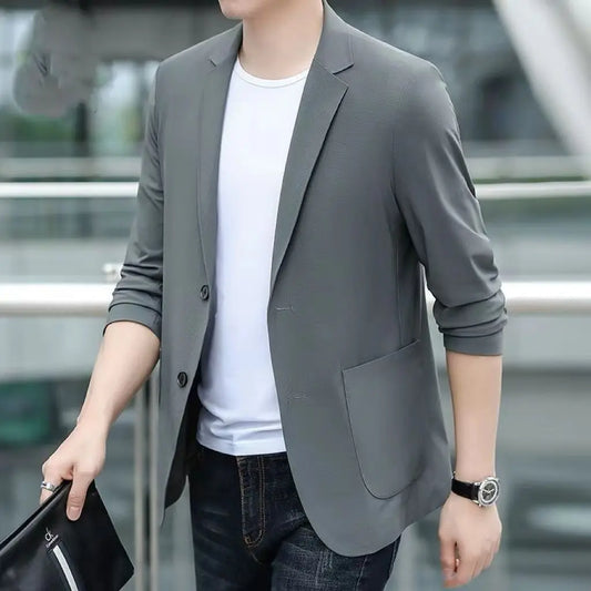 Men's Suit Jackets Oversize Summer Single Breasted Coat Plus Big Size Black Simple Male Blazer New in Spring Clothes Casual 2024
