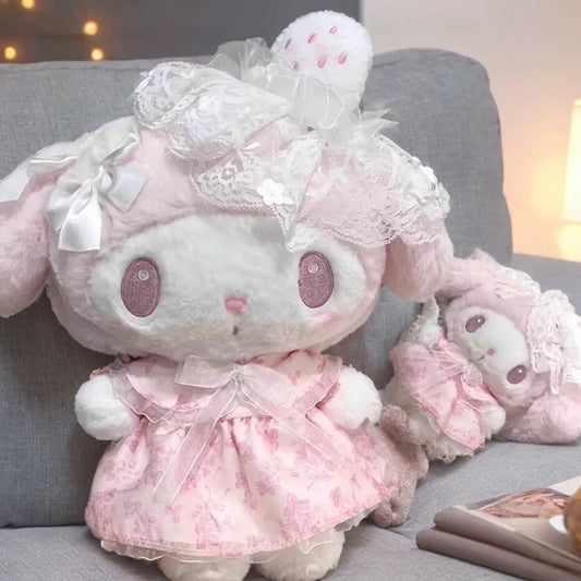 25CM Cartoon My Melody Kawaii Lolita Doll Sweet White Strawberry Soft Plush Companion Doll Girl Toy Birthday Gift