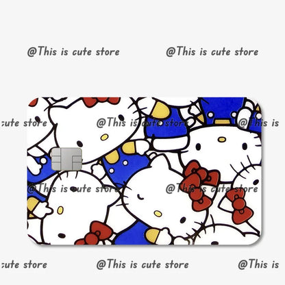 Sanrios Hello Kittys Kuromi Credit Card Skin Stickers for Bank Card Bus Anime Rilakkuma Metro Card Sticker Waterproof Girls Gift