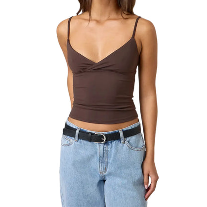 Y2k Clothes Women's Summer Cropped Cami Tops Sleeveless Open Back V Neck Solid Color Slim Fit Tank Tops