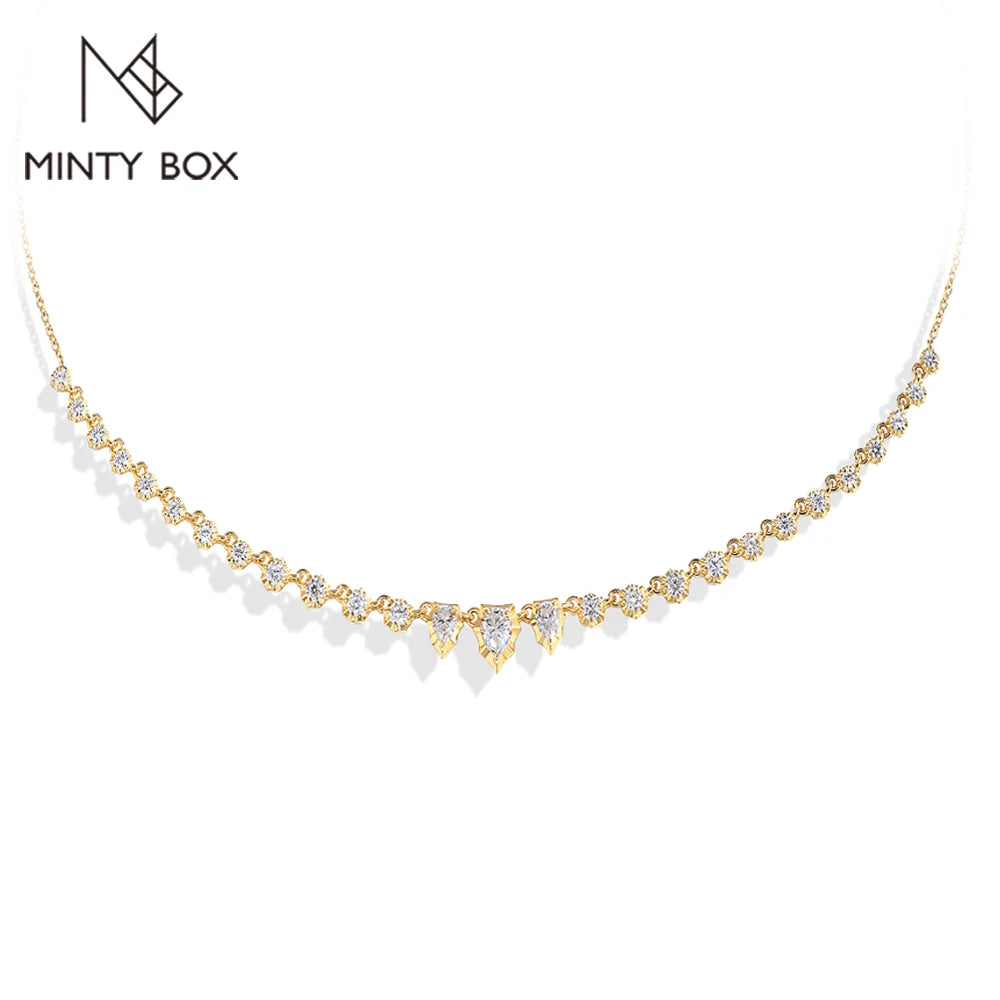 MINTYBOX S925 スターリングシルバー モアサナイト ヘビ D VVS1 ラボダイヤモンド 18k メッキ 45cm ネックレス レディース 誕生日 ジュエリー ギフト