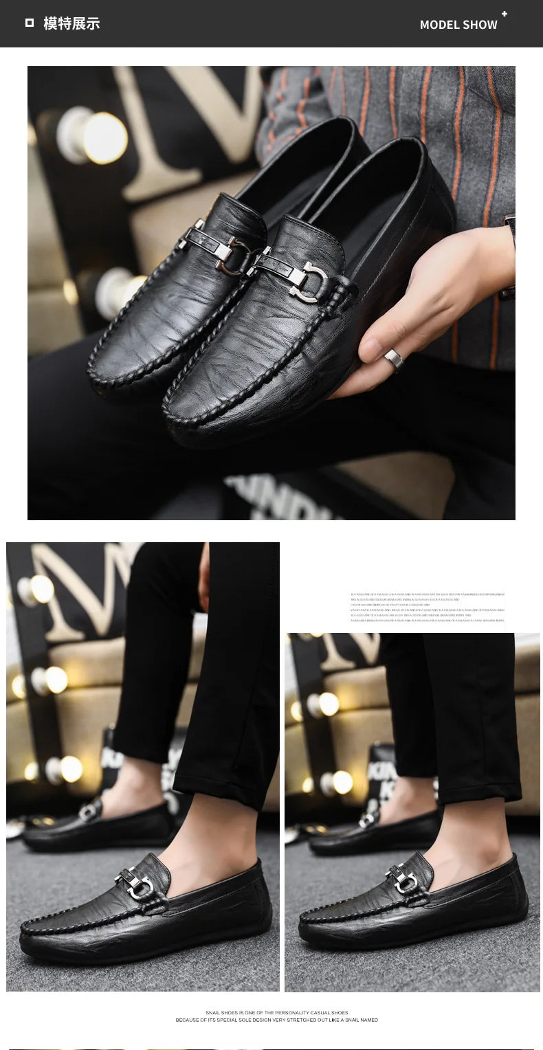 Men Loafers Shoes for Men Luxury Business Dress Shoes Comfy Slip-on Drive Moccasins Footwear Male Brand Leather Boat Shoes Men