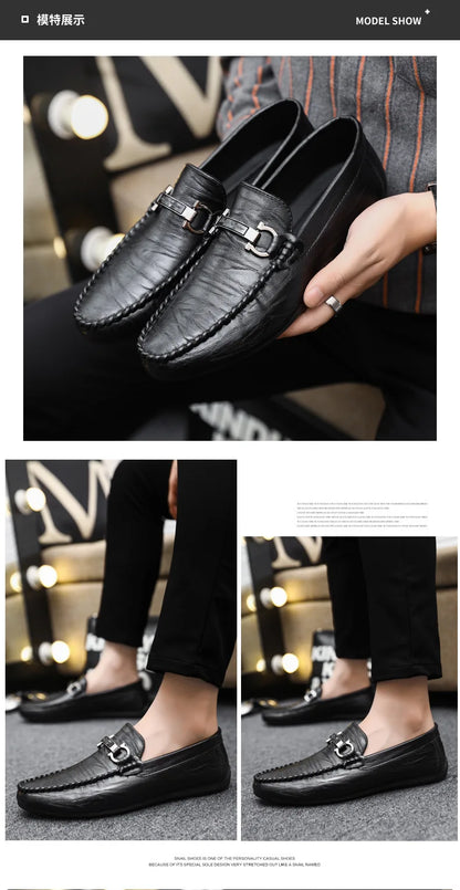 Men Loafers Shoes for Men Luxury Business Dress Shoes Comfy Slip-on Drive Moccasins Footwear Male Brand Leather Boat Shoes Men