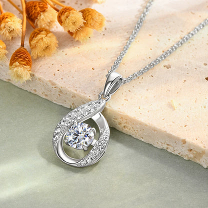 OXTAO D VVS1 Moissanite Pandent Necklace with Certified 6.5mm Lab Diamond S925 Sterling Silver Water Drop Pendant Dainty Jewelry