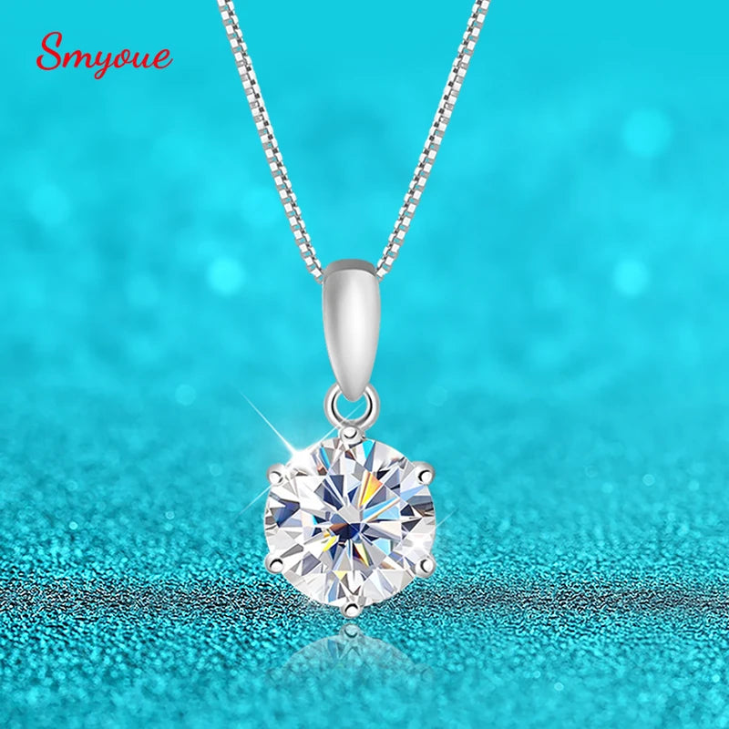 Smyoue 0.5-5CT D Color Zircon/moissanite Necklace for Women Sparkling Lab Diamond Pendant 925 Sterling Silver Wedding Jewelry