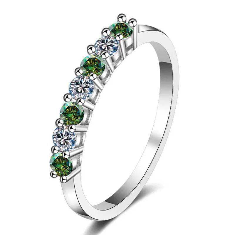 0.7CT Dカラー VVS1 EX ラウンド モアサナイトリング 925スターリングシルバー エタニティリング レディース エンゲージメント ウェディング ラグジュアリーバンド