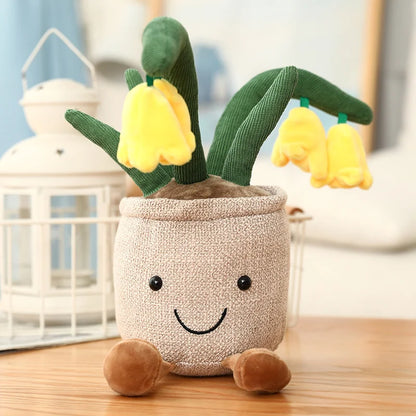 25cm シミュレーション 漫画 プラントポットシリーズ ぬいぐるみ 多肉植物 チューリップ ユリ ぬいぐるみ おもちゃ ホームデコレーション リビングルーム 寝室 女の子へのギフト