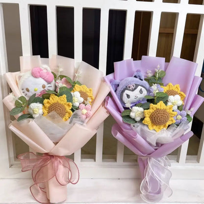 Finished Sanrio Bouquet My Melody Kuromi Cinnamoroll Hello Kitty With Sunflowers Valentine Christmas Graduation Gifts