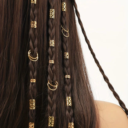 ドレッドヘアビーズ80個 - スタイリッシュな合金ヘアアクセサリー ロックヘアジュエリー 編み込み用 女の子と女性用