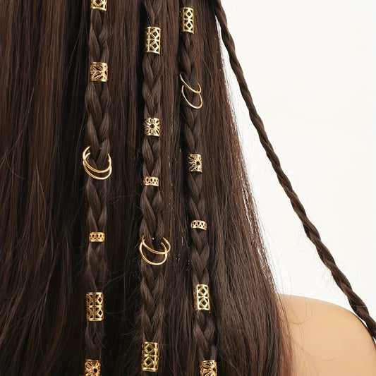 ドレッドヘアビーズ80個 - スタイリッシュな合金ヘアアクセサリー ロックヘアジュエリー 編み込み用 女の子と女性用
