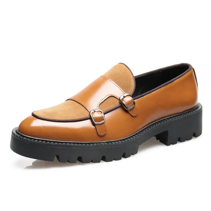 2025 Loafers Men Leather Shoes Thick-soled British Style Black Formal Business Shoes Fashion Luxury Slip-On Casual Shoes