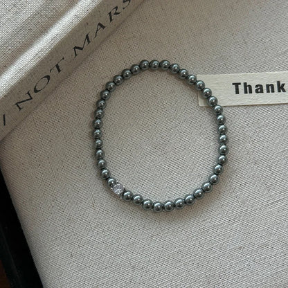 French Retro Single Zircon Pearl Bracelet for Women Simple Handmade Beaded New Elegant Luxury Jewelry Birthday Gifts for Female