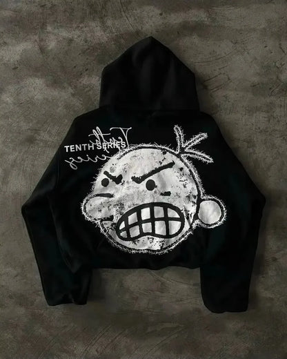 Y2K Black Fur Collar Zipper Sweatshirt Hoodie Sexy Women Sweatshirt Harajuku Goth Letter Graphic Print Slim Coat Winter Clothes