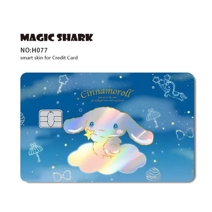 Hot Sale Hello Kitty Kuromi Holographic Laser Shinny Film Skin Cover Sticker for Debit Credit Card Bank Card