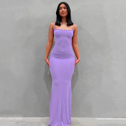 Satin Slip Sleeveless Backless Maxi Dress Women 2025 Y2K Summer Bodycon Elegant Sexy Outfits Ladies Birthday Party Club Sundress